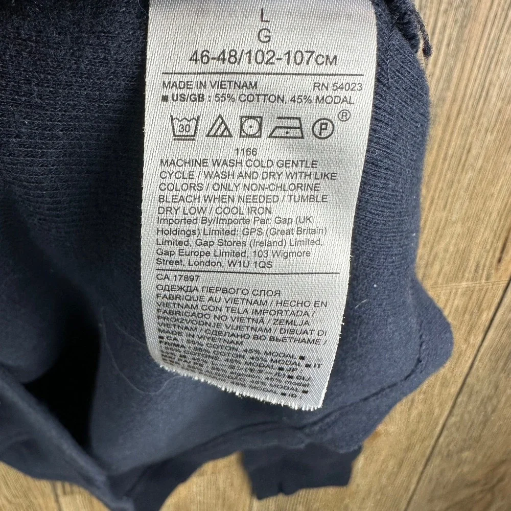 Banana Republic Mens Waffle Crew Neck Shirt Navy Blue Long Sleeve Large